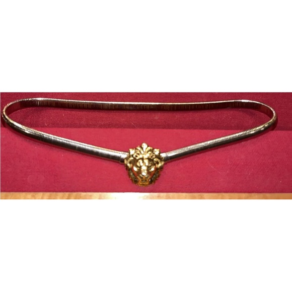 Lion head GOLDEN STRETCHY BELT ACCESSOCRAFT NYC Gold Tone Metal Twist Front, VTG - Picture 12 of 12